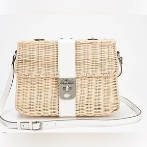 NWOT PATRICIA NASH WICKER FLAP CROSSBODY HANDBAG IN NATURAL WHITE